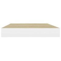 Produktbild för Svävande vägghylla ek och vit 50x23x3,8 cm MDF