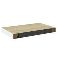 Produktbild för Svävande vägghylla ek och vit 50x23x3,8 cm MDF