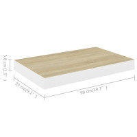 Produktbild för Svävande vägghylla ek och vit 50x23x3,8 cm MDF