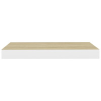 Produktbild för Svävande vägghyllor 2 st ek och vit 50x23x3,8 cm MDF