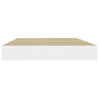 Produktbild för Svävande vägghyllor 2 st ek och vit 50x23x3,8 cm MDF