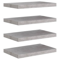 Produktbild för Svävande vägghyllor 4 st betonggrå 50x23x3,8 cm MDF