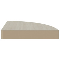 Produktbild för Svävande hörnhylla ek och vit 25x25x3,8 cm MDF