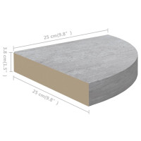 Produktbild för Svävande hörnhyllor 2 st betonggrå 25x25x3,8 cm MDF