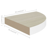 Produktbild för Svävande hörnhyllor 4 st ek och vit 35x35x3,8 cm MDF