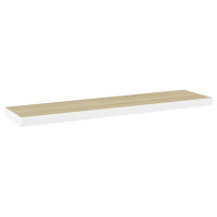 Produktbild för Svävande vägghylla ek och vit 90x23,5x3,8 cm MDF