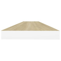 Produktbild för Svävande vägghyllor 2 st ek och vit 90x23,5x3,8 cm MDF