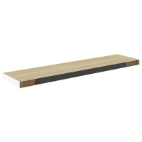 Produktbild för Svävande vägghyllor 4 st ek och vit 90x23,5x3,8 cm MDF