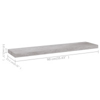 Produktbild för Svävande vägghylla betonggrå 90x23,5x3,8 cm MDF