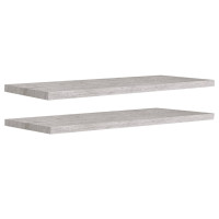 Produktbild för Svävande vägghyllor 2 st betonggrå 90x23,5x3,8 cm MDF