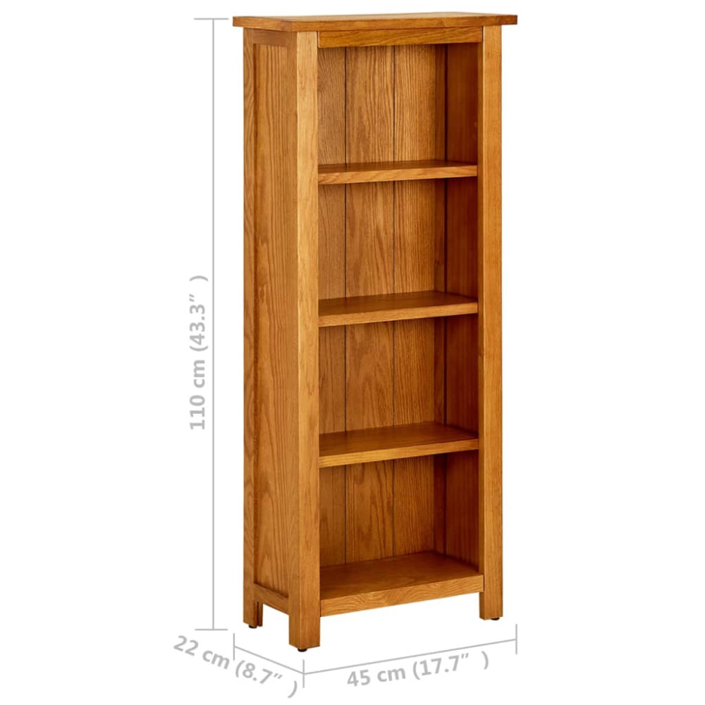 Produktbild för Bokhylla med 4 hyllor 45x22x110 cm massiv ek
