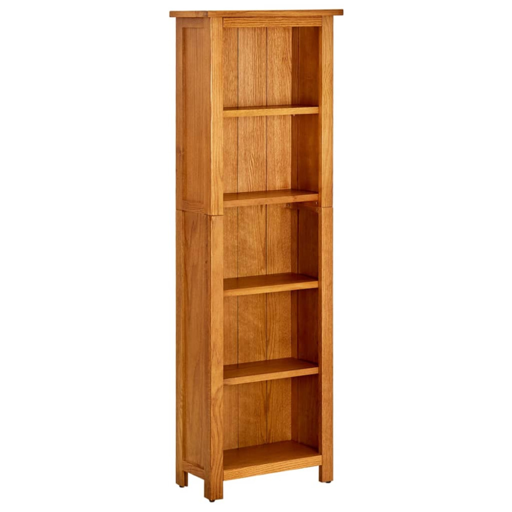 Produktbild för Bokhylla 5 hyllor 45x22x140 cm massiv ek
