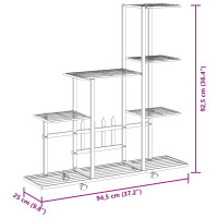 Produktbild för Växtställ på hjul 94,5x25x92,5 cm vit metall