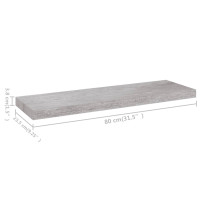Produktbild för Svävande vägghyllor 2 st betonggrå 80x23,5x3,8 cm MDF