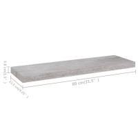 Produktbild för Svävande vägghyllor 4 st betonggrå 80x23,5x3,8 cm MDF