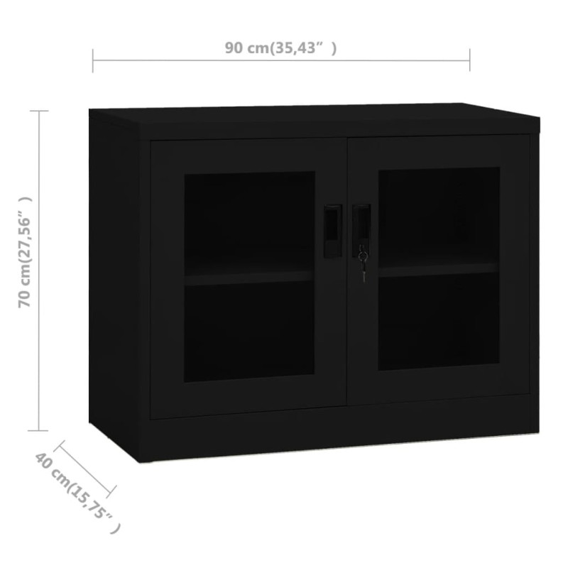 Produktbild för Dokumentskåp svart 90x40x70 cm stål