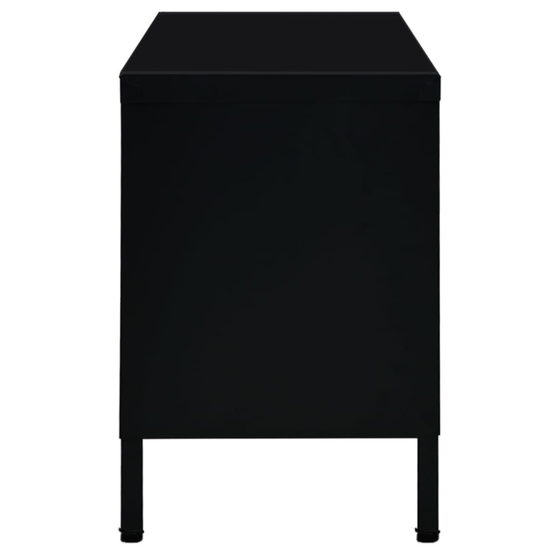 Produktbild för TV-bänk svart 90x30x44 cm stål och glas