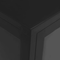 Produktbild för Skänk svart 75x35x105 cm stål och glas