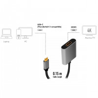 Miniatyr av produktbild för USB-C -> HDMI-adapter 4K/60Hz Aluminium 15cm