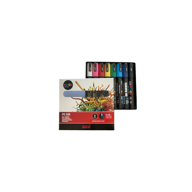 Produktbild för Märkpenna UNI Posca PC-5M 8 färger/fp