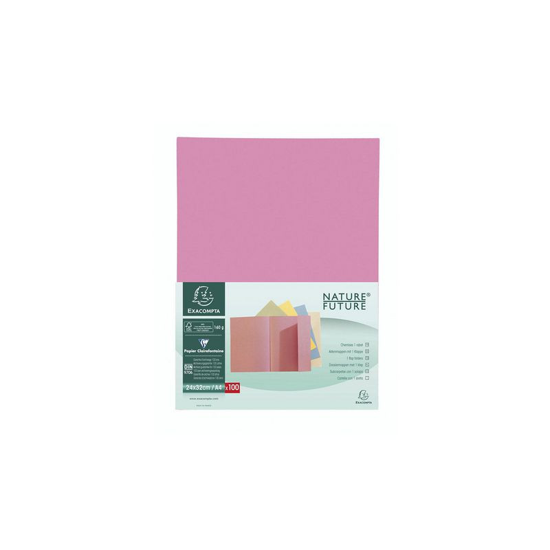 Produktbild för Mapp EXACOMPTA 1-klaff 160g rosa 100/fp