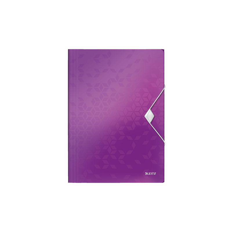 Produktbild för Gummibandsmapp LEITZ WOW 3-kl A4 PP lila