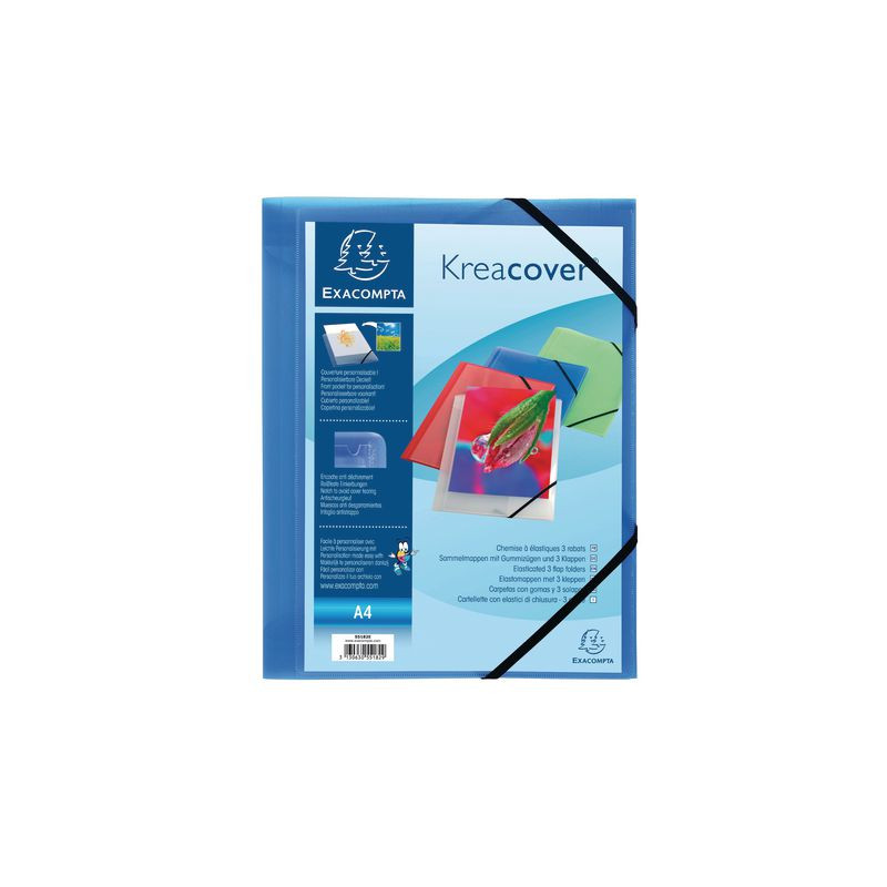 Produktbild för Gummibandsmapp EXACOMPTA 3-kl ficka blå