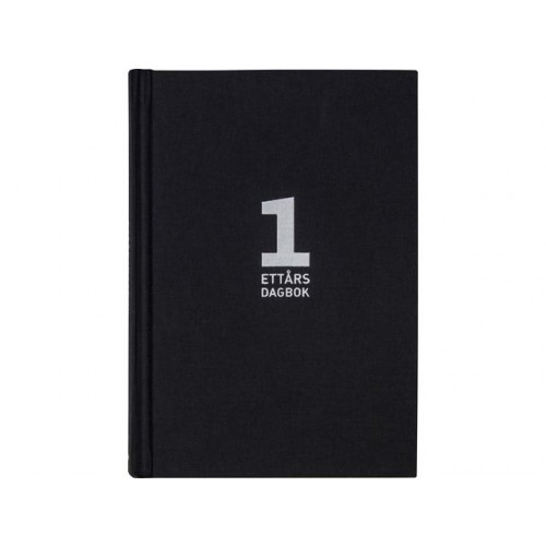 Burde 1-årsdagbok, svart linnetextil - 1092