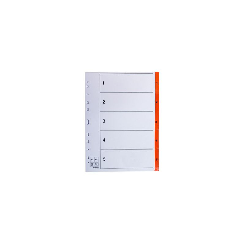 Produktbild för Register plastflik 1-5 orange 20/fp