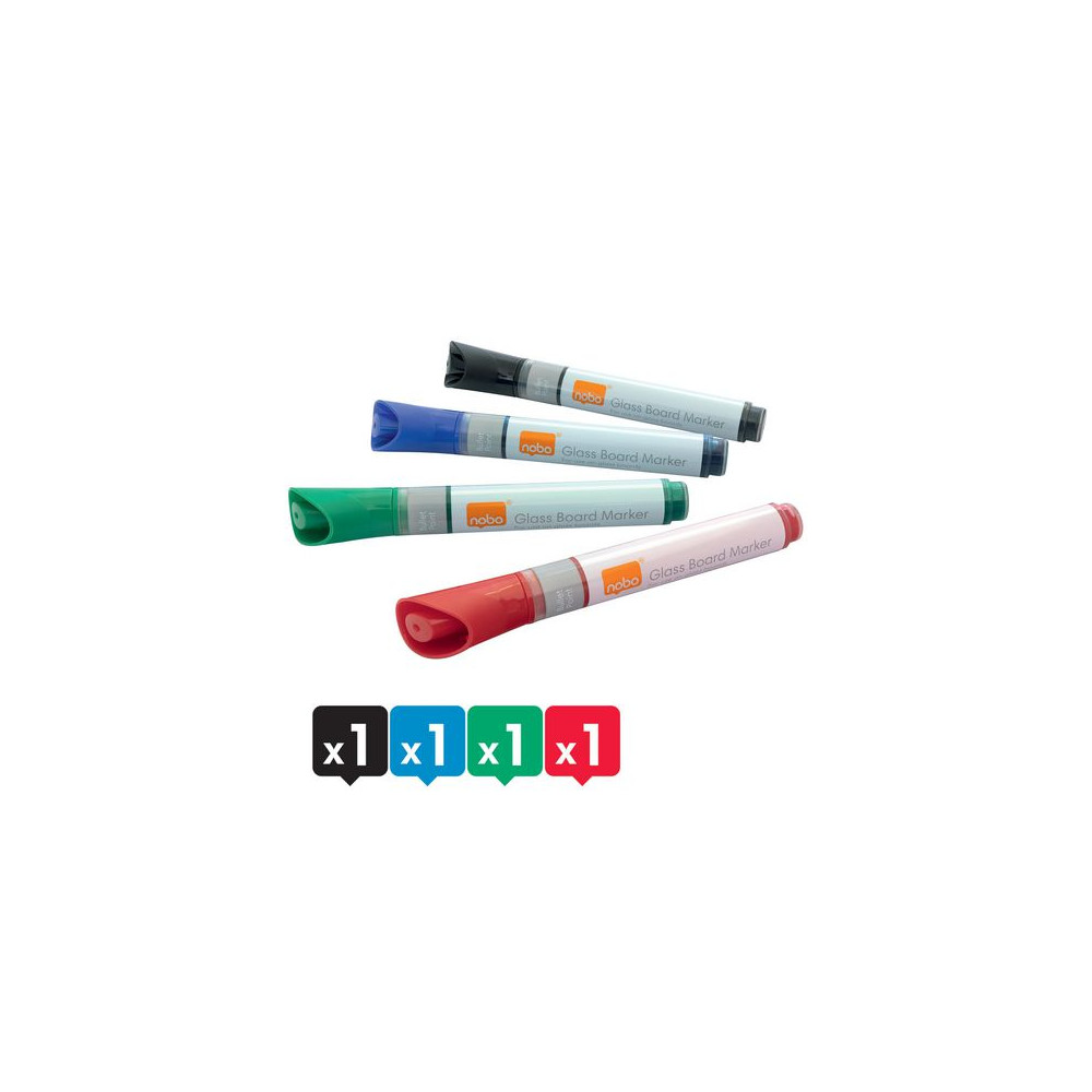 Produktbild för Whiteboardpenna glas NOBO sort.färg 4/fp