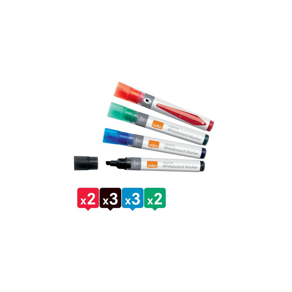 Produktbild för Whiteboardpenna NOBO Liq sned mix 10/fp