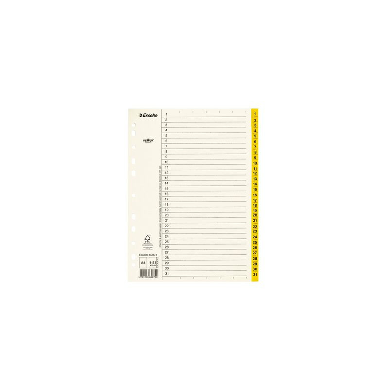 Produktbild för Pappregister Servo A4 1-31 gul flik