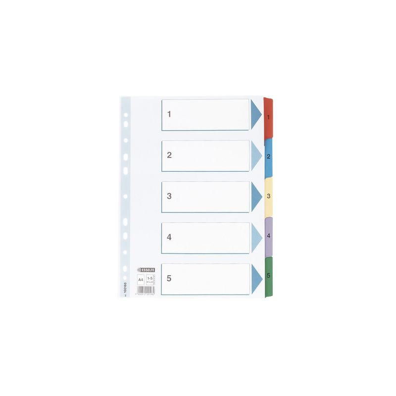 Produktbild för Kartongregister m. plastfl. A4 1-5 färg