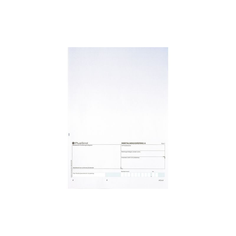Produktbild för Standardblankett talong Plusgiro 250/fp