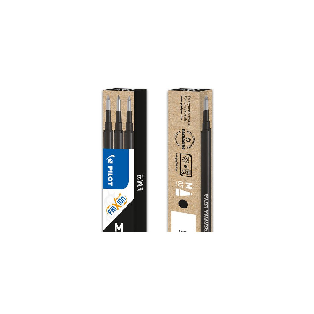 Produktbild för Refill PILOT Frixion 0,7mm svart 3/fp