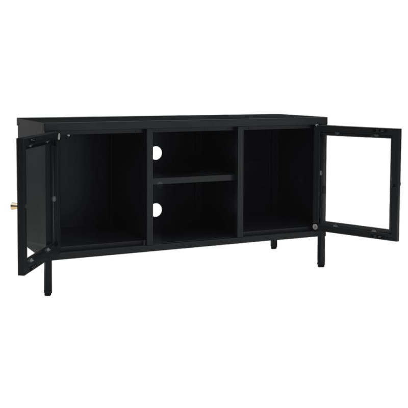 Produktbild för TV-bänk svart 105x35x52 cm stål och glas