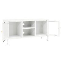 Miniatyr av produktbild för TV-bänk vit 105x35x52 cm stål och glas