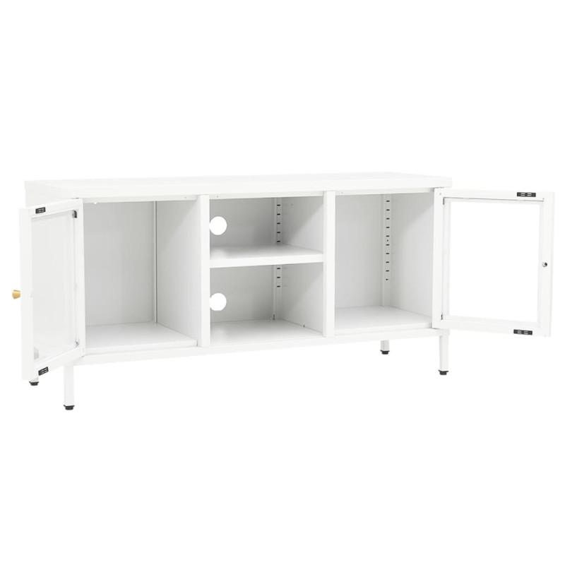 Produktbild för TV-bänk vit 105x35x52 cm stål och glas