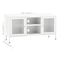 Miniatyr av produktbild för TV-bänk vit 105x35x52 cm stål och glas