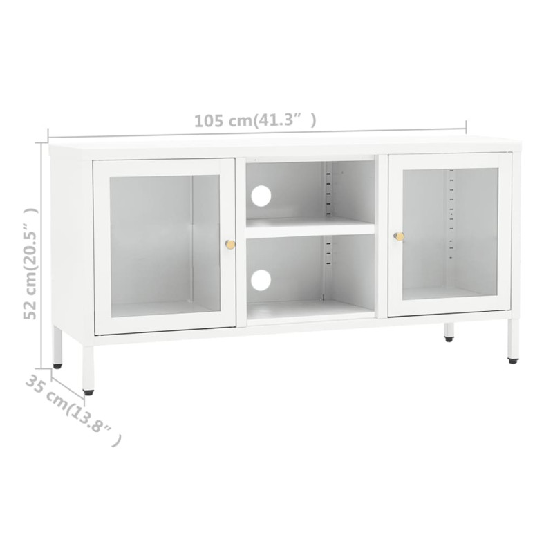 Produktbild för TV-bänk vit 105x35x52 cm stål och glas