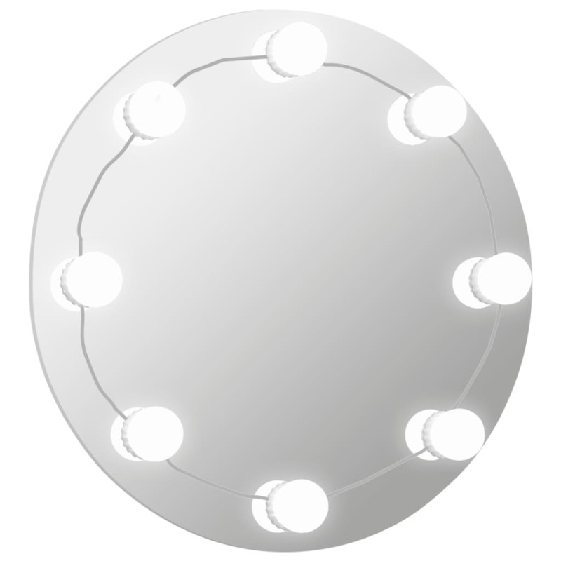 Produktbild för Väggspegel med LED-belysning rund