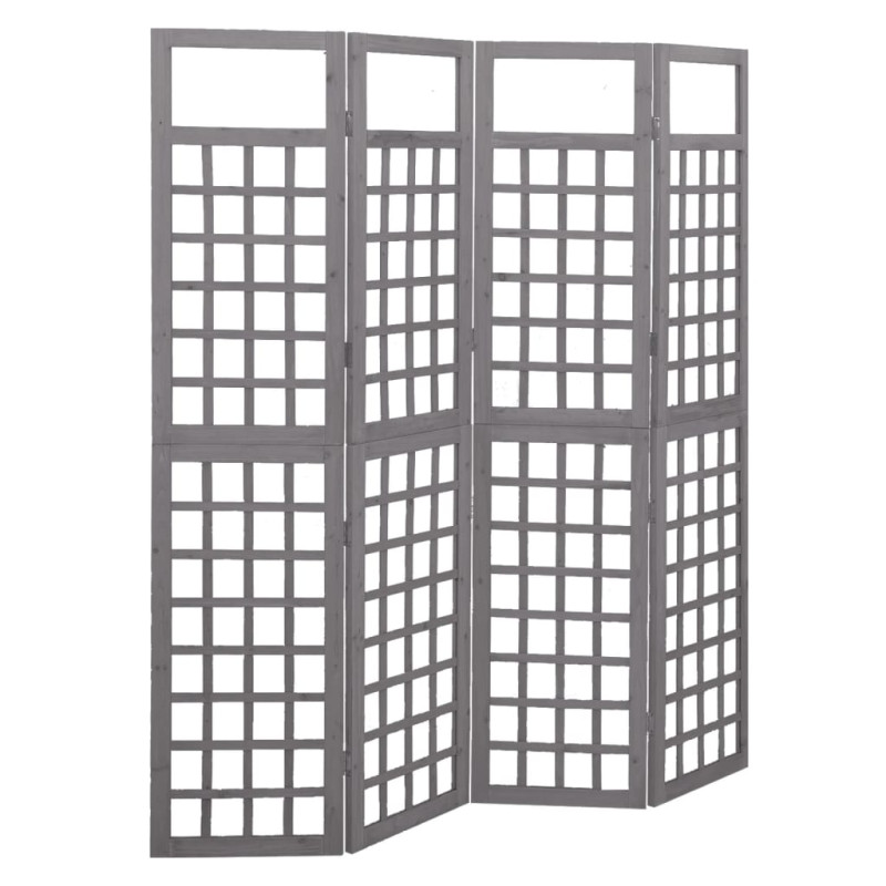 Produktbild för Rumsavdelare/Spaljé 4 paneler massiv furu grå 161x180 cm