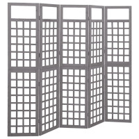 Miniatyr av produktbild för Rumsavdelare/Spaljé 5 paneler massiv furu grå 201,5x180 cm