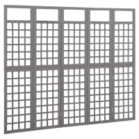 Miniatyr av produktbild för Rumsavdelare/Spaljé 5 paneler massiv furu grå 201,5x180 cm