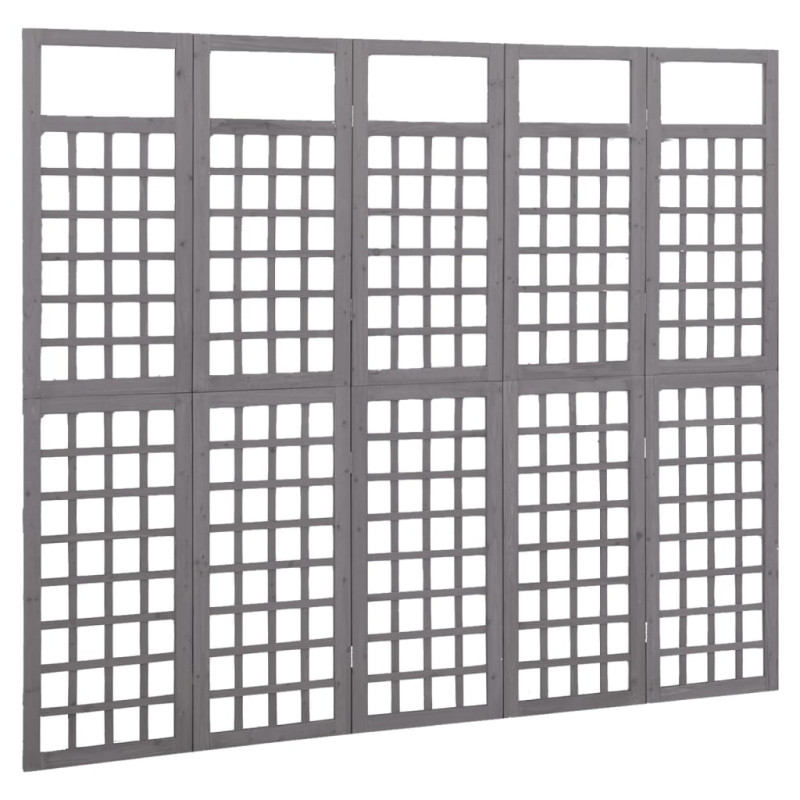 Produktbild för Rumsavdelare/Spaljé 5 paneler massiv furu grå 201,5x180 cm