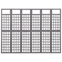Miniatyr av produktbild för Rumsavdelare/Spaljé 6 paneler massiv furu grå 242,5x180 cm