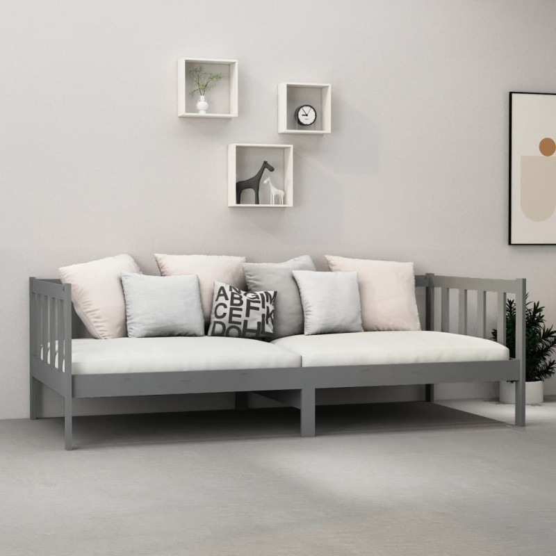 Produktbild för Dagbädd grå massiv furu 90x200 cm