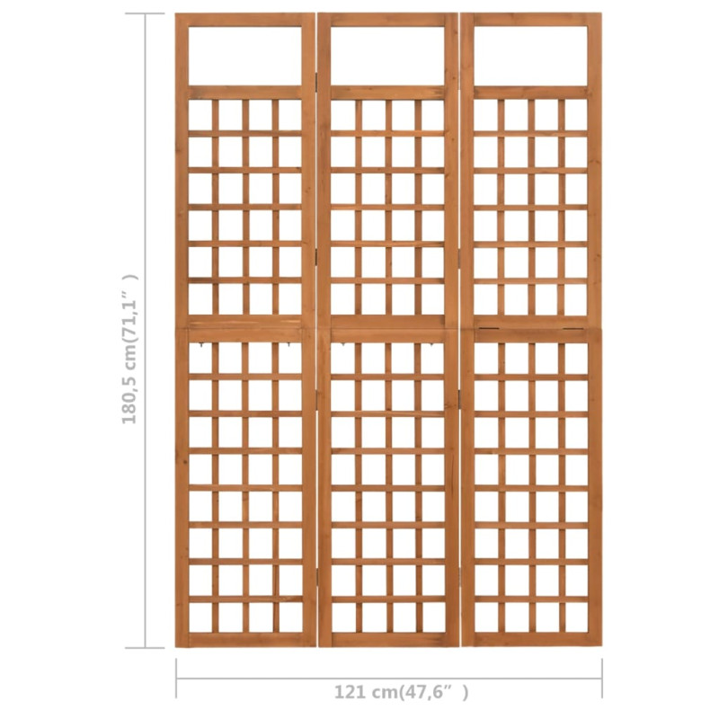 Produktbild för Rumsavdelare/Spaljé 3 paneler massiv gran 121x180,5 cm