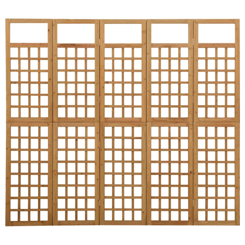 Produktbild för Rumsavdelare/Spaljé 5 paneler massiv gran 201,5x180 cm