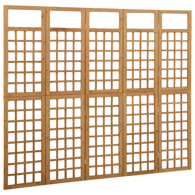 Produktbild för Rumsavdelare/Spaljé 5 paneler massiv gran 201,5x180 cm